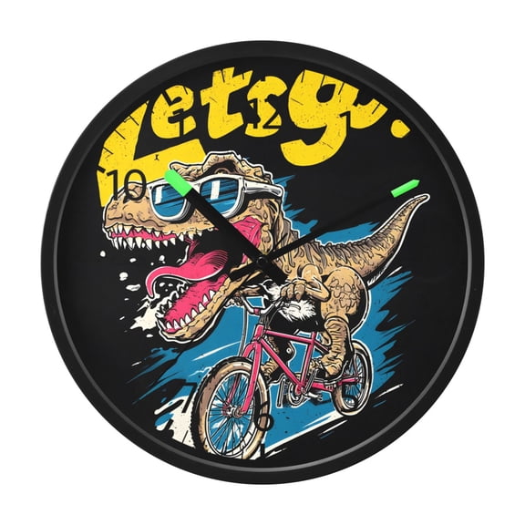 BZSMCE Voice Activated LED Night 12in Clock 12in Clock with Dinosaur Bike Pattern