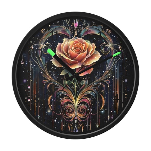 BZSMCE Voice Activated LED Night 12in Clock 12in Clock with Dream Rose Pattern