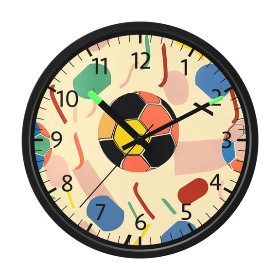 BZSMCE Voice Activated LED Night 12in Clock 12in Clock with Football Ribbons Pattern Pattern