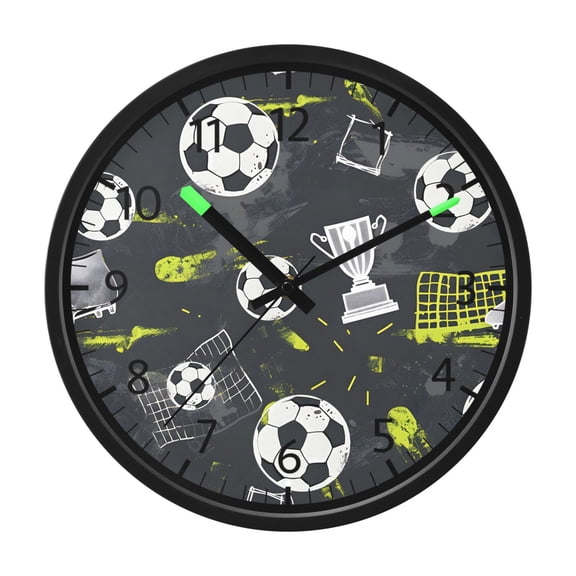 BZSMCE Voice Activated LED Night 12in Clock 12in Clock with Football Trophy Pattern Pattern