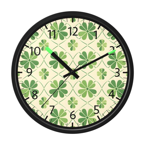 BZSMCE Voice Activated LED Night 12in Clock 12in Clock with Four-leaf Clover Geometry Pattern Pattern