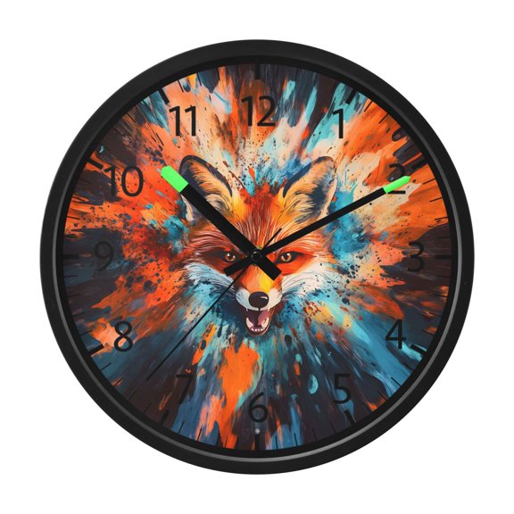 BZSMCE Voice Activated LED Night 12in Clock 12in Clock with Fox Center Explosion Pattern