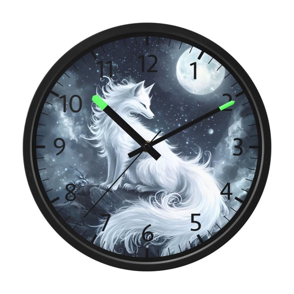 BZSMCE Voice Activated LED Night 12in Clock 12in Clock with Fox Moon Pattern