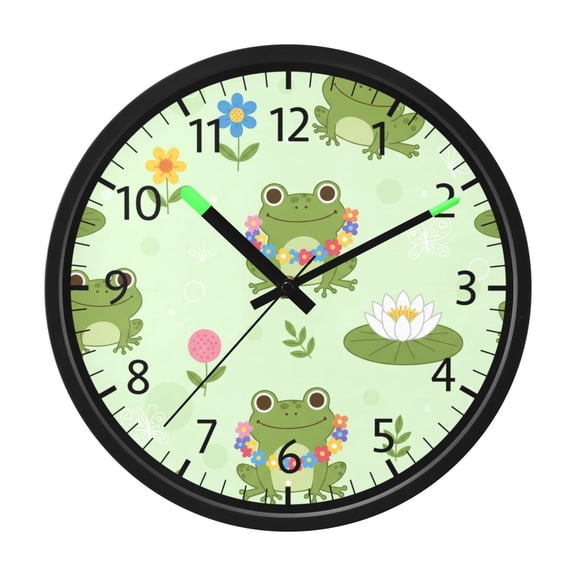 BZSMCE Voice Activated LED Night 12in Clock 12in Clock with Frogs Pattern