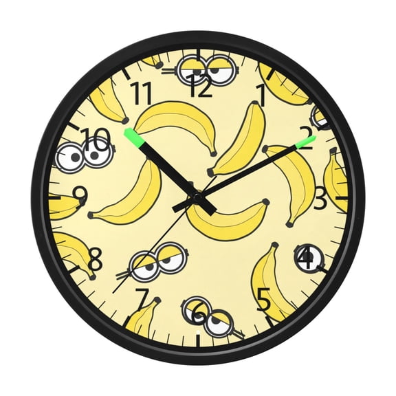 BZSMCE Voice Activated LED Night 12in Clock 12in Clock with Funny Banana and Eye Pattern