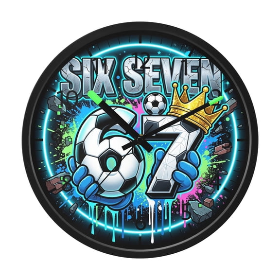 BZSMCE Voice Activated LED Night 12in Clock 12in Clock with Graffiti Football Numbers Pattern