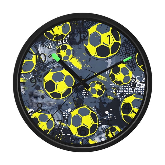 BZSMCE Voice Activated LED Night 12in Clock 12in Clock with Gray Toned Football Pattern Pattern