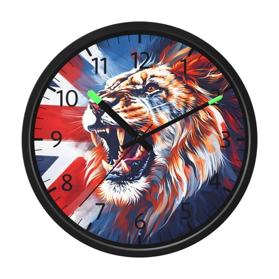 BZSMCE Voice Activated LED Night 12in Clock 12in Clock with Lion British Flag Pattern