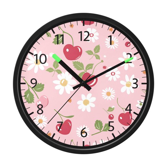 BZSMCE Voice Activated LED Night 12in Clock 12in Clock with Love Cherry Daisy Pattern Pattern