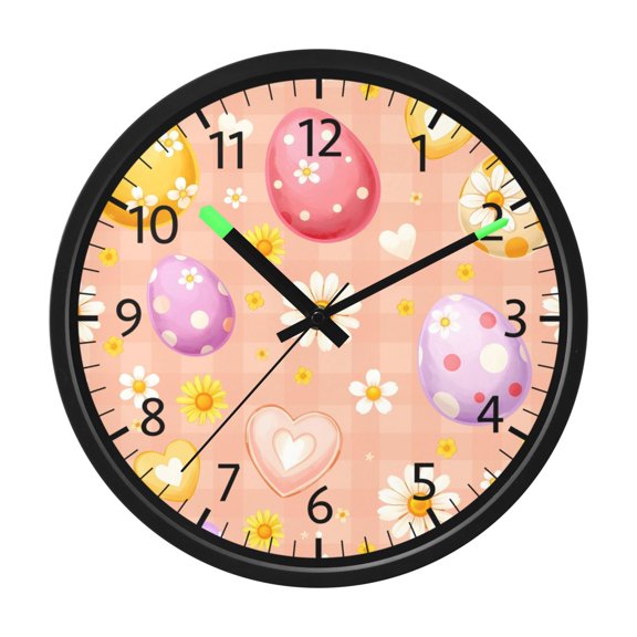 BZSMCE Voice Activated LED Night 12in Clock 12in Clock with Love Lattice Egg Pattern Pattern