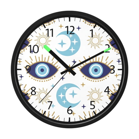 BZSMCE Voice Activated LED Night 12in Clock 12in Clock with Magic Evil Eye Pattern
