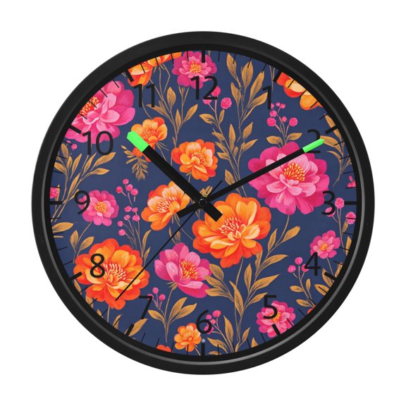 BZSMCE Voice Activated LED Night 12in Clock 12in Clock with Midnight Bloom Pattern