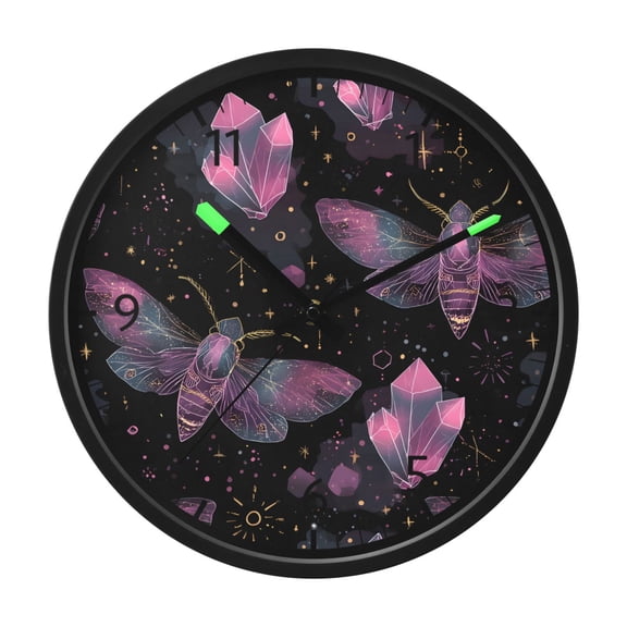 BZSMCE Voice Activated LED Night 12in Clock 12in Clock with Ore Bat Pattern