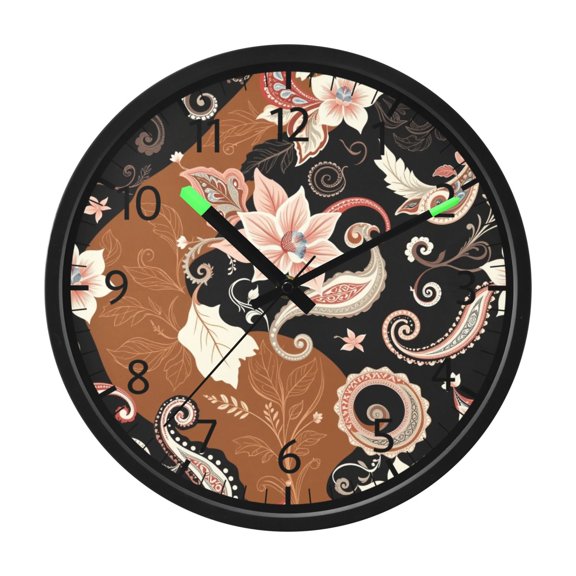BZSMCE Voice Activated LED Night 12in Clock 12in Clock with Paisley Bloom Pattern