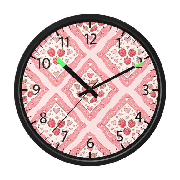BZSMCE Voice Activated LED Night 12in Clock 12in Clock with Peach Plaid Pattern Pattern