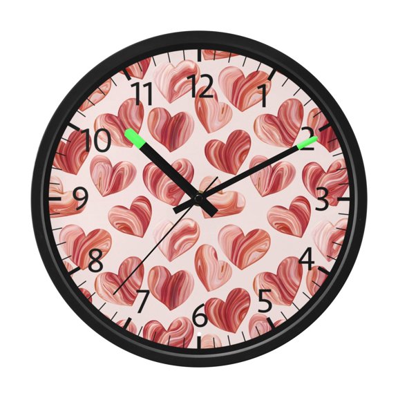 BZSMCE Voice Activated LED Night 12in Clock 12in Clock with Pink Agate Texture Heart Pattern Pattern