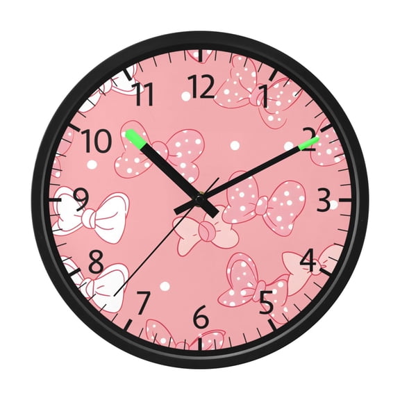 BZSMCE Voice Activated LED Night 12in Clock 12in Clock with Pink Bows Dot Pattern Pattern