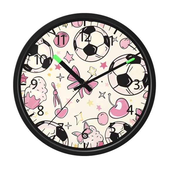 BZSMCE Voice Activated LED Night 12in Clock 12in Clock with Pink Football Pattern Pattern