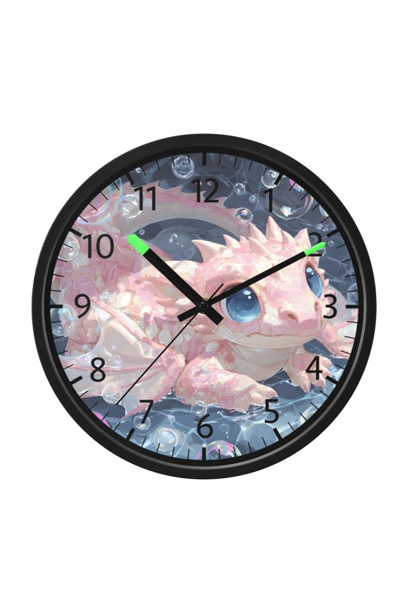 Voice Activated LED Night 12in Clock 12in Clock with Pink Gecko Bubble Pattern