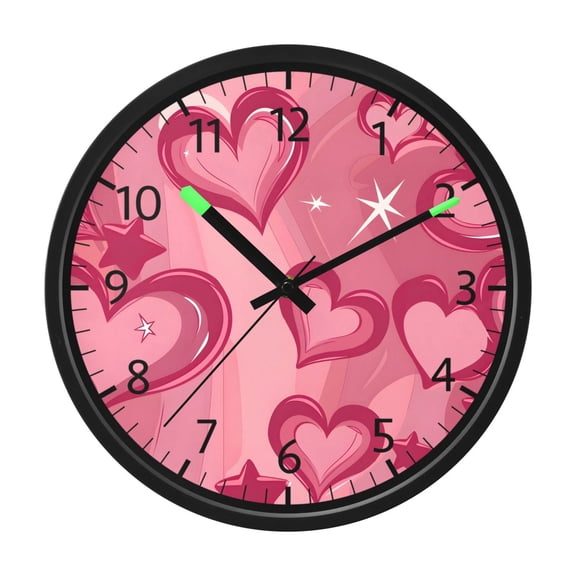 BZSMCE Voice Activated LED Night 12in Clock 12in Clock with Pink Heart Dream Pattern Pattern