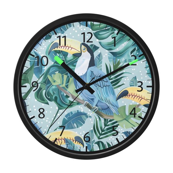 BZSMCE Voice Activated LED Night 12in Clock 12in Clock with Ramphastos Pattern