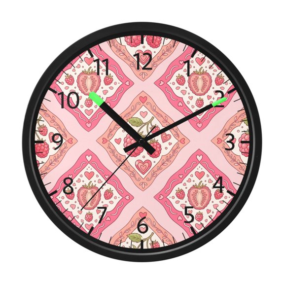 BZSMCE Voice Activated LED Night 12in Clock 12in Clock with Raspberry Plaid Pattern Pattern