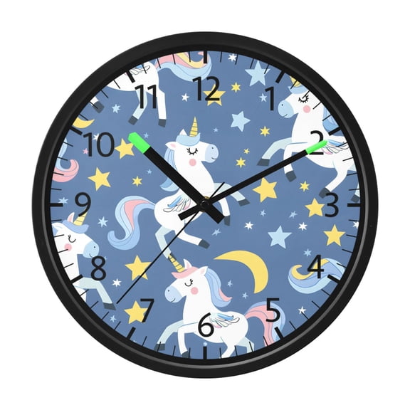 BZSMCE Voice Activated LED Night 12in Clock 12in Clock with Raster Unicorns Stars Pattern Pattern