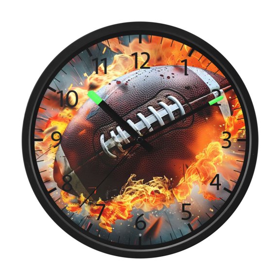 BZSMCE Voice Activated LED Night 12in Clock 12in Clock with Rugby Explosion Pattern