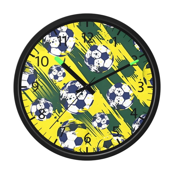 BZSMCE Voice Activated LED Night 12in Clock 12in Clock with Shattered Soccer Ball Pattern Pattern