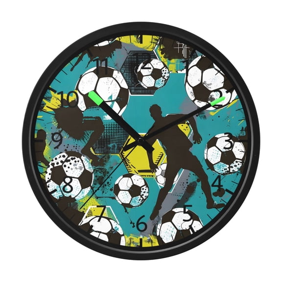 BZSMCE Voice Activated LED Night 12in Clock 12in Clock with Splash Ink Art Football Pattern Pattern