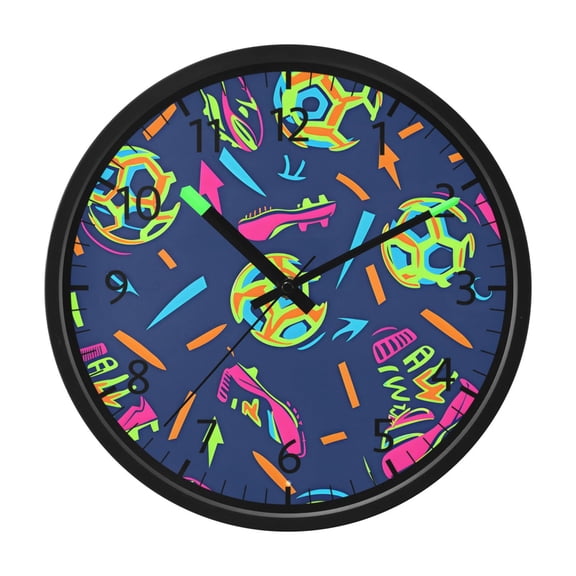 BZSMCE Voice Activated LED Night 12in Clock 12in Clock with Street Style Football Pattern Pattern