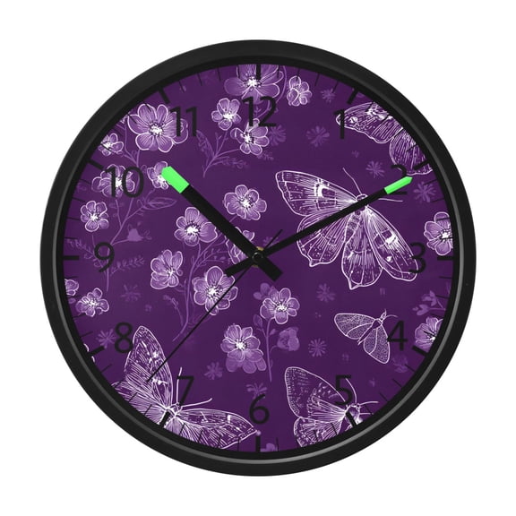 BZSMCE Voice Activated LED Night 12in Clock 12in Clock with String Butterfly Flower Pattern