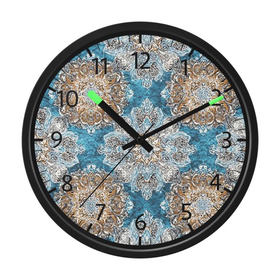 BZSMCE Voice Activated LED Night 12in Clock 12in Clock with Teal Mandala Dream Pattern