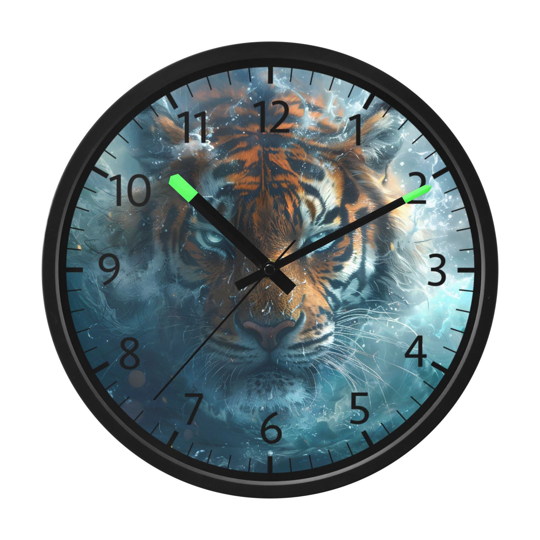 BZSMCE Voice Activated LED Night 12in Clock 12in Clock with Tiger Waves ...