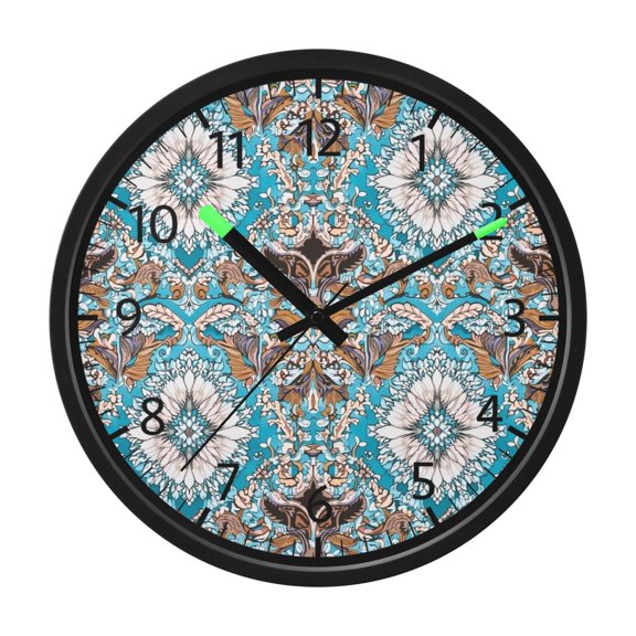 BZSMCE Voice Activated LED Night 12in Clock 12in Clock with Turquoise Medallion Pattern