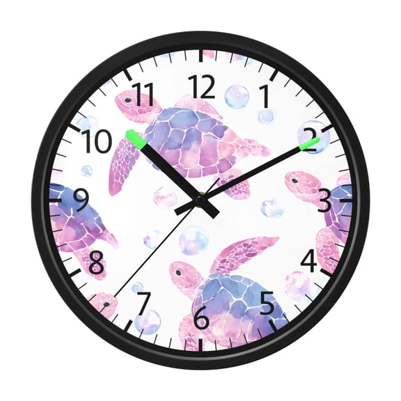 BZSMCE Voice Activated LED Night 12in Clock 12in Clock with Turtle Bubble Pattern