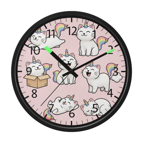 BZSMCE Voice Activated LED Night 12in Clock 12in Clock with Unicorn Cat Pattern