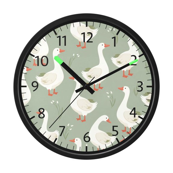 BZSMCE Voice Activated LED Night 12in Clock 12in Clock with White Goose Pattern
