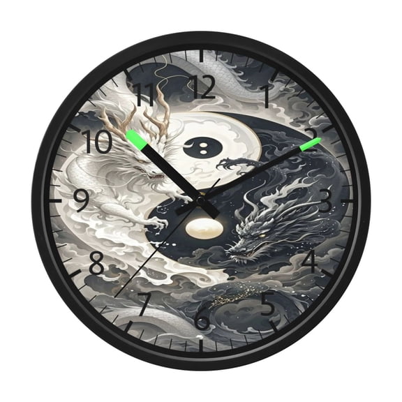 BZSMCE Voice Activated LED Night 12in Clock with Celestial Dragons Duel Pattern