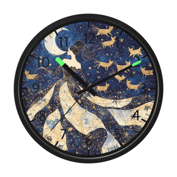 BZSMCE Voice Activated LED Night 12in Clock with Celestial Dreams Pattern