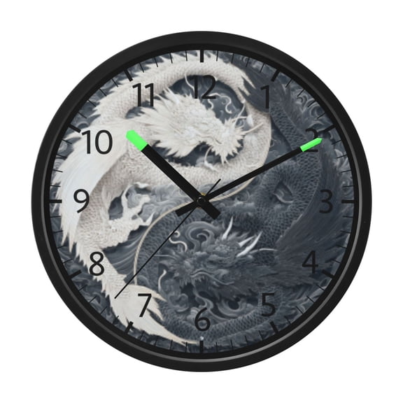 BZSMCE Voice Activated LED Night 12in Clock with Dragon and Moon Maze Pattern