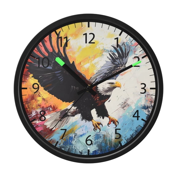 BZSMCE Voice Activated LED Night 12in Clock with Eagles in Flight Pattern