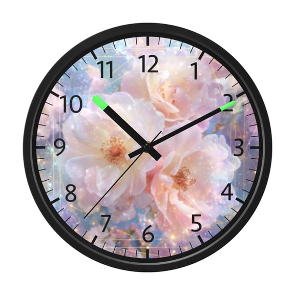 BZSMCE Voice Activated LED Night 12in Clock with Enchanted Floral Dream Pattern