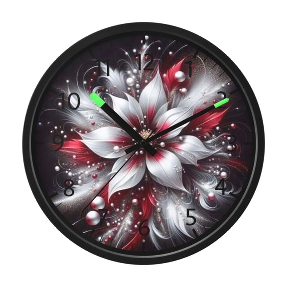 BZSMCE Voice Activated LED Night 12in Clock with Flurry Of White Petals Pattern