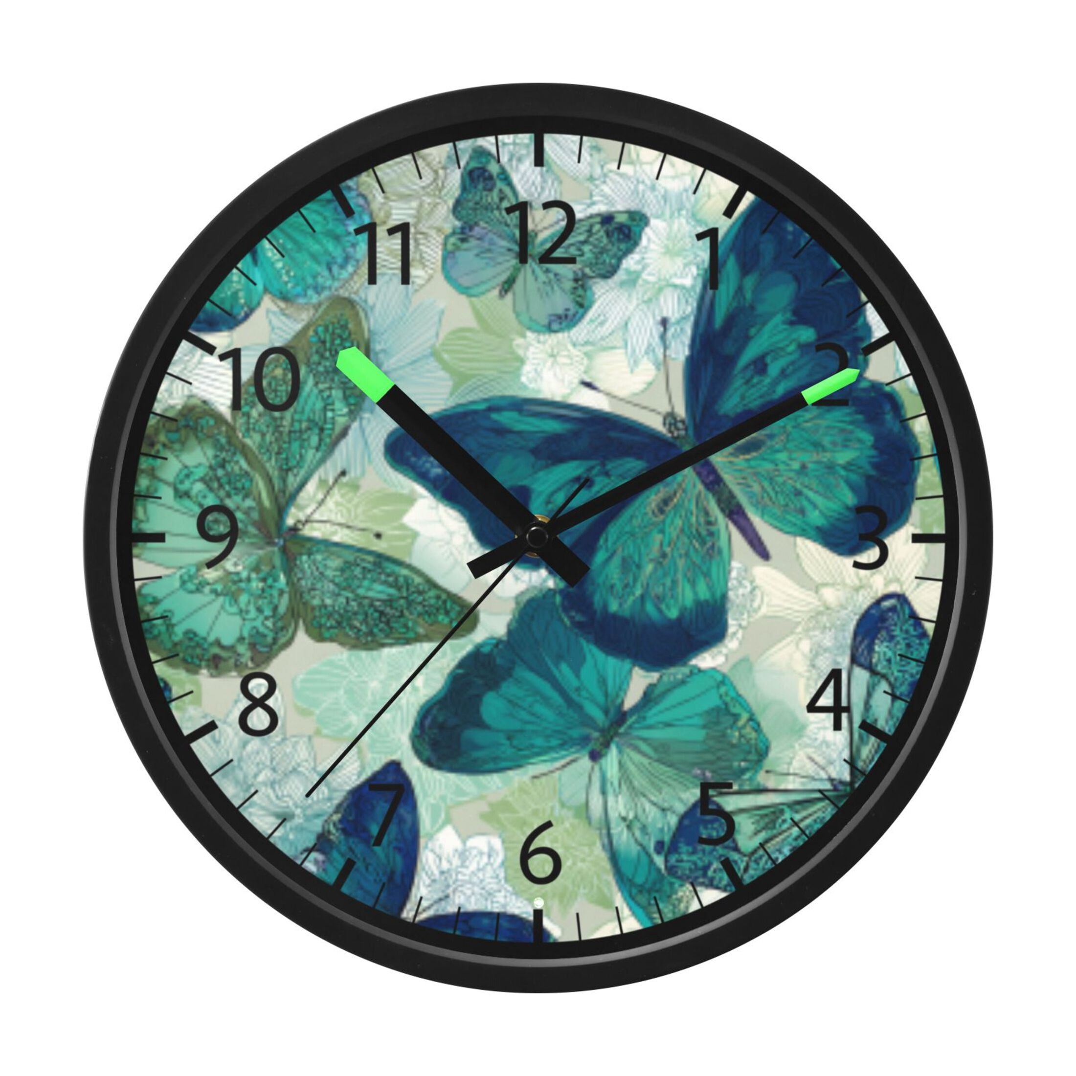 BZSMCE Voice Activated LED Night 12in Clock with Jade Winged Butterfly ...