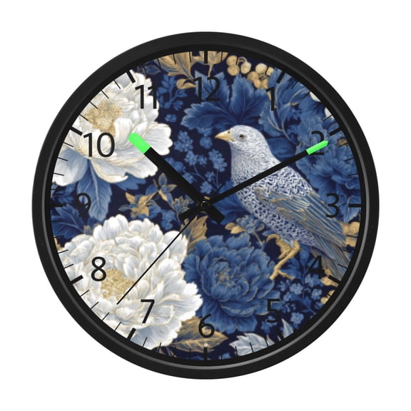 BZSMCE Voice Activated LED Night 12in Clock with Royal Garden in Blue Pattern
