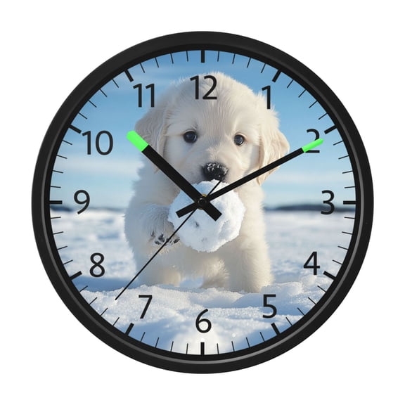 BZSMCE Voice Activated LED Night 12in Clock with Snowball Chaser Pattern