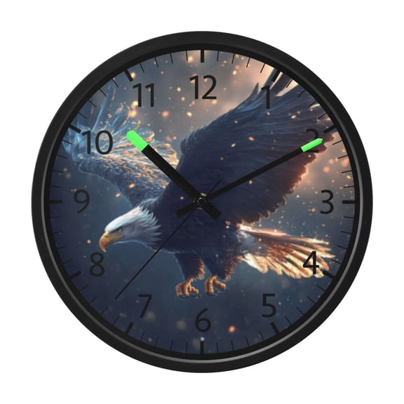BZSMCE Voice Activated LED Night 12in Clock with Soaring Eagles Pattern