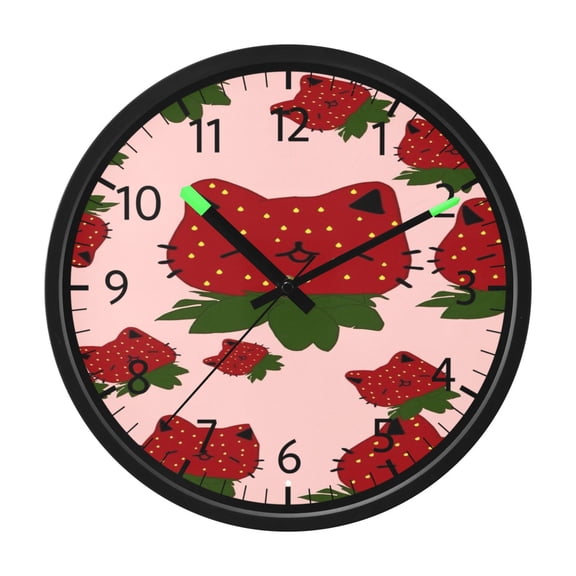 BZSMCE Voice Activated LED Night 12in Clock with Strawberry Pattern Pattern