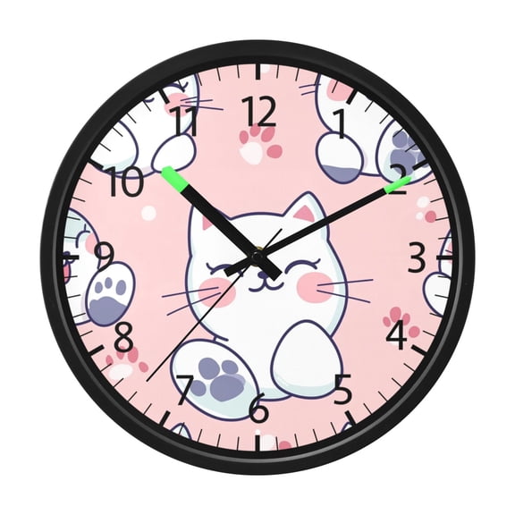 BZSMCE Voice Activated LED Night 12in Clock with Whisker Wonderland Pattern